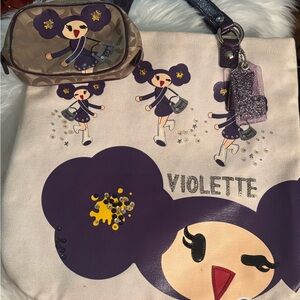 Coach poppy Purple and Cream Tote Bag